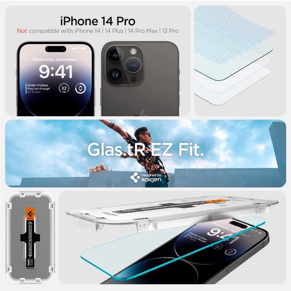 🆕 Spigen Tempered Glass Screen Protector for iPhone 14 Pro [Case Friendly] - Picture 8 of 13